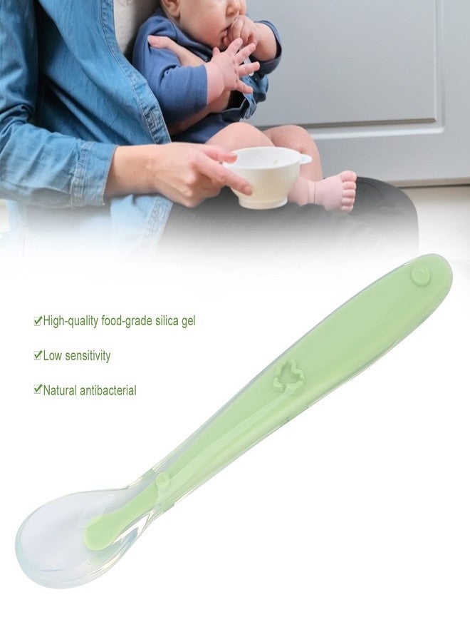 Worem Baby Feeding Spoon, Baby Spoon High Elastic Silicone Full Wrap Design Food Grade Silicone for Baby(Green) - Image 4